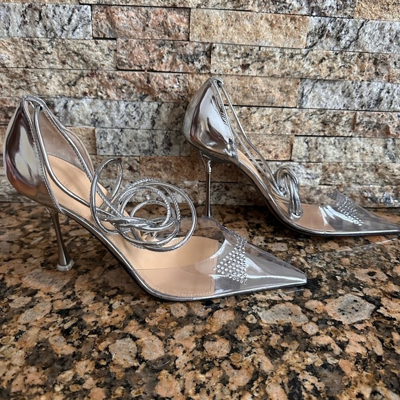 Mach & Mach Crystal Bow PVC Ankle Wrap Pumps - Picture 2 of 8